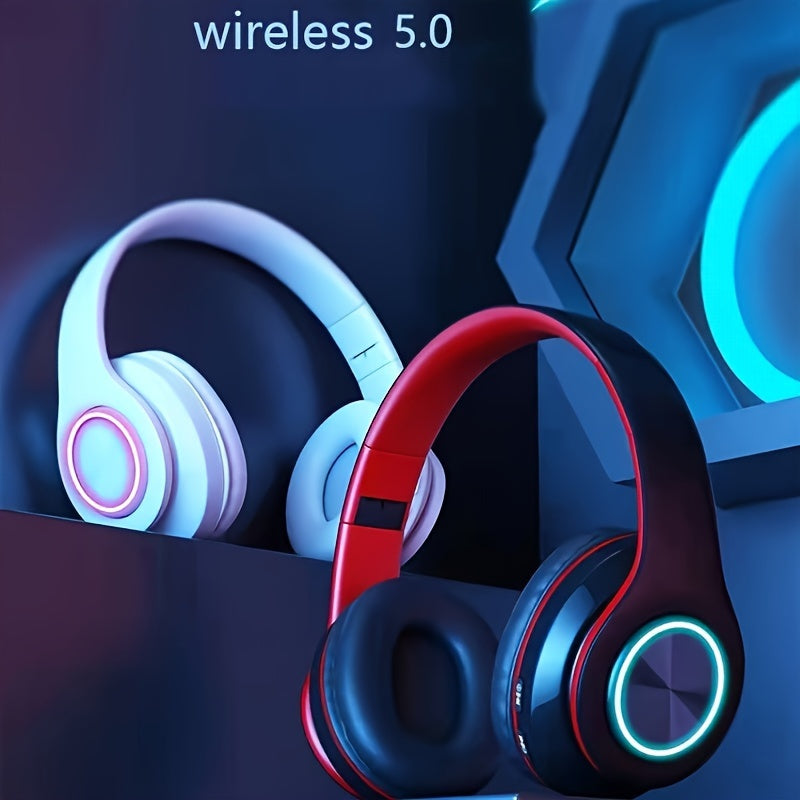 B39 Wireless Luminous Earphone Headwear, Foldable & Retractable, 3.5mm Jack, Condenser Mic, Push Button Volume Control, Non-Waterproof, for Cellphones, USB Type-C Charging, 150mAh Rechargeable Battery, 2.5W-14W, Anime Theme,