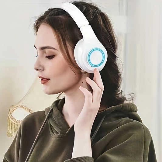 B39 Wireless Luminous Earphone Headwear, Foldable & Retractable, 3.5mm Jack, Condenser Mic, Push Button Volume Control, Non-Waterproof, for Cellphones, USB Type-C Charging, 150mAh Rechargeable Battery, 2.5W-14W, Anime Theme,